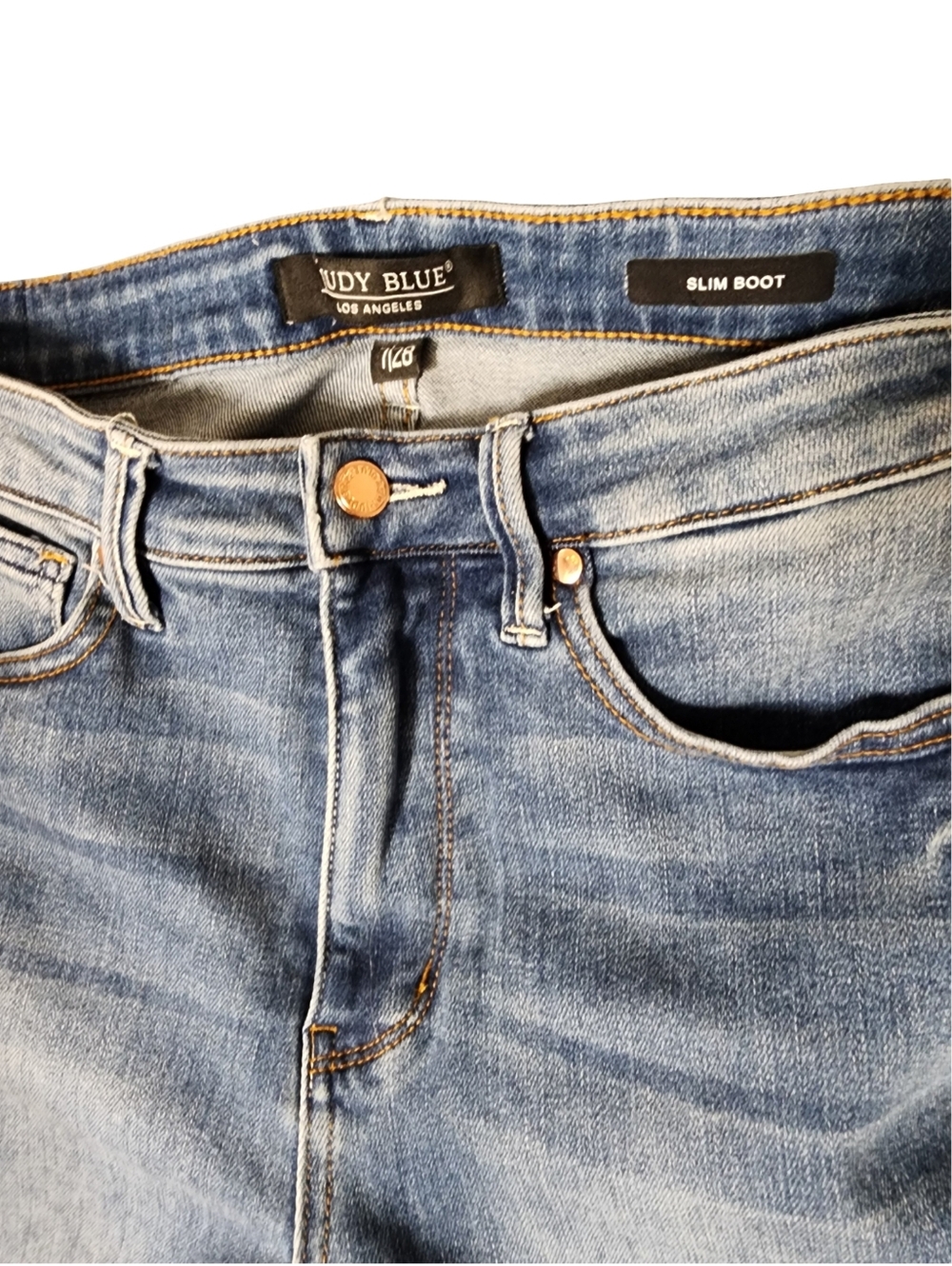JUDY BLUE High Waist Tummy Control Slim Fit Bootcut Jeans in Medium Blue Sz 28/7 - Picture 6 of 7